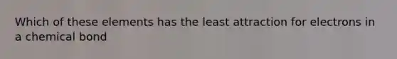 Which of these elements has the least attraction for electrons in a chemical bond