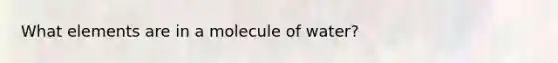 What elements are in a molecule of water?