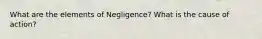 What are the elements of Negligence? What is the cause of action?