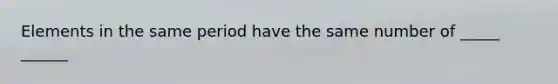 Elements in the same period have the same number of _____ ______
