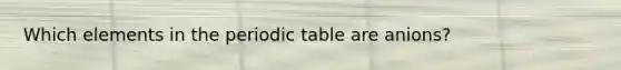 Which elements in the periodic table are anions?