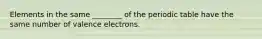 Elements in the same ________ of the periodic table have the same number of valence electrons.