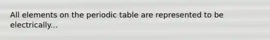 All elements on the periodic table are represented to be electrically...