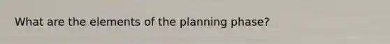 What are the elements of the planning phase?