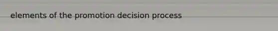 elements of the promotion decision process