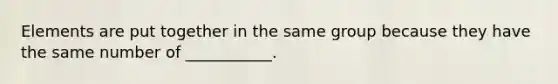 Elements are put together in the same group because they have the same number of ___________.