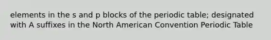 elements in the s and p blocks of the periodic table; designated with A suffixes in the North American Convention Periodic Table