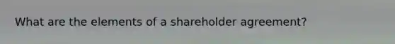 What are the elements of a shareholder agreement?