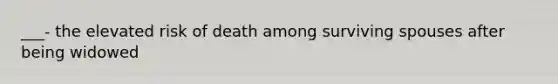 ___- the elevated risk of death among surviving spouses after being widowed