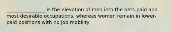 ________________ is the elevation of men into the bets-paid and most desirable occupations, whereas women remain in lower-paid positions with no job mobility