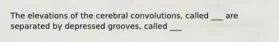 The elevations of the cerebral convolutions, called ___ are separated by depressed grooves, called ___