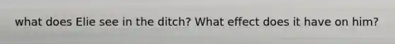 what does Elie see in the ditch? What effect does it have on him?