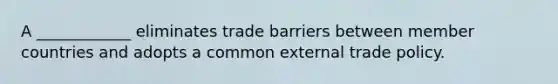 A ____________ eliminates trade barriers between member countries and adopts a common external trade policy.