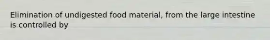 Elimination of undigested food material, from the large intestine is controlled by