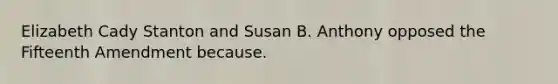 Elizabeth Cady Stanton and Susan B. Anthony opposed the Fifteenth Amendment because.