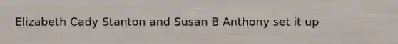 Elizabeth Cady Stanton and Susan B Anthony set it up