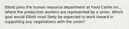 Elliott joins the human resource department at Food Castle Inc., where the production workers are represented by a union. Which goal would Elliott most likely be expected to work toward in supporting any negotiations with the union?