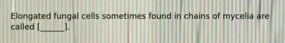 Elongated fungal cells sometimes found in chains of mycelia are called [______].
