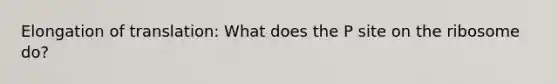 Elongation of translation: What does the P site on the ribosome do?