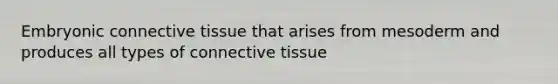 Embryonic connective tissue that arises from mesoderm and produces all types of connective tissue