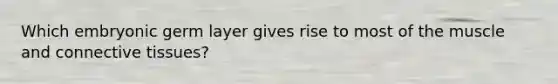 Which embryonic germ layer gives rise to most of the muscle and connective tissues?
