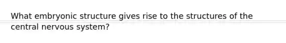What embryonic structure gives rise to the structures of the central nervous system?