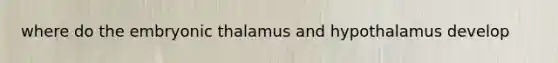 where do the embryonic thalamus and hypothalamus develop