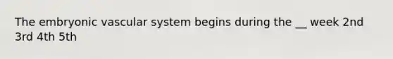 The embryonic vascular system begins during the __ week 2nd 3rd 4th 5th