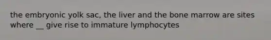 the embryonic yolk sac, the liver and the bone marrow are sites where __ give rise to immature lymphocytes