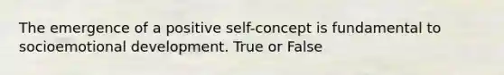 The emergence of a positive self-concept is fundamental to socioemotional development. True or False