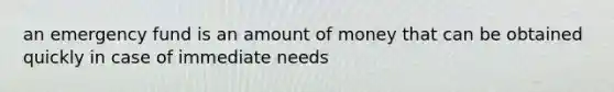 an emergency fund is an amount of money that can be obtained quickly in case of immediate needs