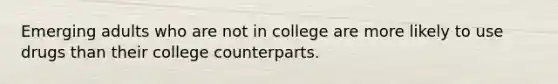 Emerging adults who are not in college are more likely to use drugs than their college counterparts.