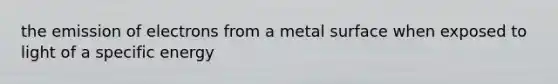 the emission of electrons from a metal surface when exposed to light of a specific energy