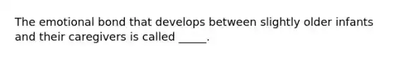 The emotional bond that develops between slightly older infants and their caregivers is called _____.