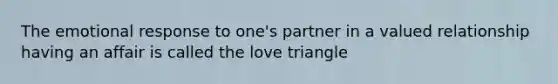 The emotional response to one's partner in a valued relationship having an affair is called the love triangle