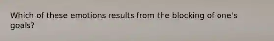 Which of these emotions results from the blocking of one's goals?