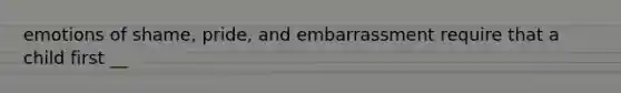 emotions of shame, pride, and embarrassment require that a child first __