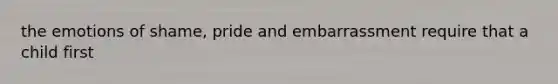 the emotions of shame, pride and embarrassment require that a child first