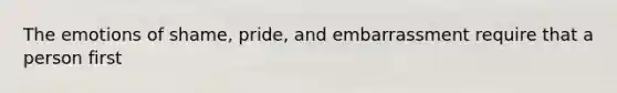 The emotions of shame, pride, and embarrassment require that a person first