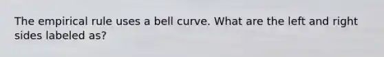 The empirical rule uses a bell curve. What are the left and right sides labeled as?