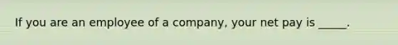 If you are an employee of a company, your net pay is _____.