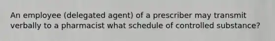 An employee (delegated agent) of a prescriber may transmit verbally to a pharmacist what schedule of controlled substance?