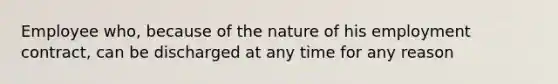 Employee who, because of the nature of his employment contract, can be discharged at any time for any reason