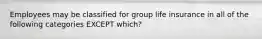 Employees may be classified for group life insurance in all of the following categories EXCEPT which?