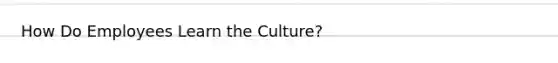 How Do Employees Learn the Culture?