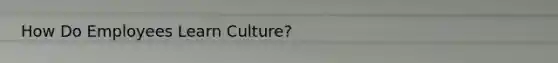 How Do Employees Learn Culture?