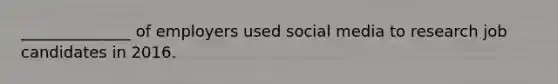 ______________ of employers used social media to research job candidates in 2016.