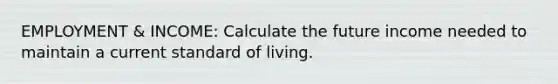 EMPLOYMENT & INCOME: Calculate the future income needed to maintain a current standard of living.