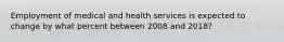 Employment of medical and health services is expected to change by what percent between 2008 and 2018?