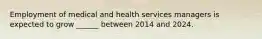 Employment of medical and health services managers is expected to grow ______ between 2014 and 2024.